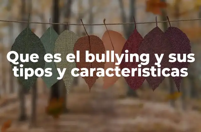 Que es el Bullying y Sus Tipos y Caracteristicas