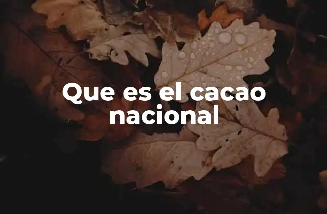 Que es el Cacao Nacional