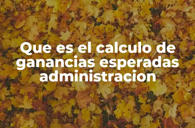 Que es el Calculo de Ganancias Esperadas Administracion
