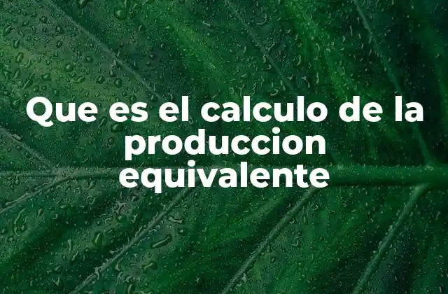 Que es el Calculo de la Produccion Equivalente