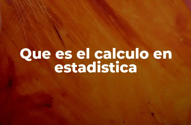 Que es el Calculo en Estadistica