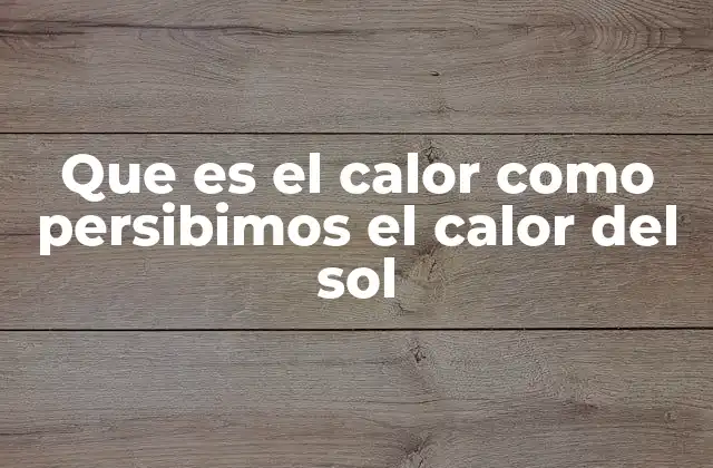 Que es el Calor como Persibimos el Calor Del Sol
