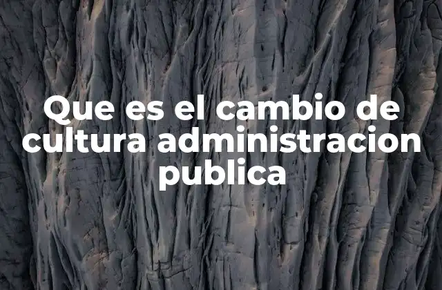 Que es el Cambio de Cultura Administracion Publica