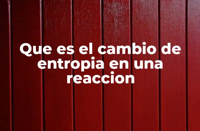 Que es el Cambio de Entropia en una Reaccion