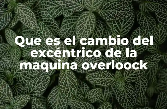 Que es el Cambio Del Excéntrico de la Maquina Overloock