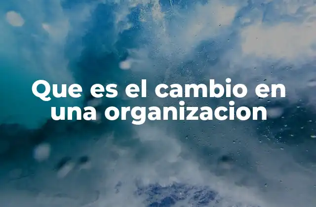 Que es el Cambio en una Organizacion