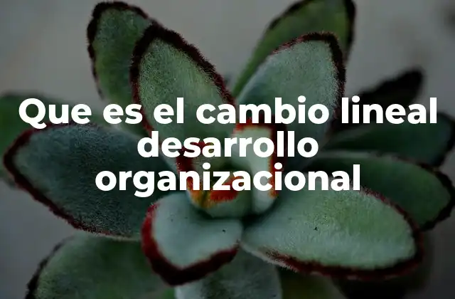 Que es el Cambio Lineal Desarrollo Organizacional