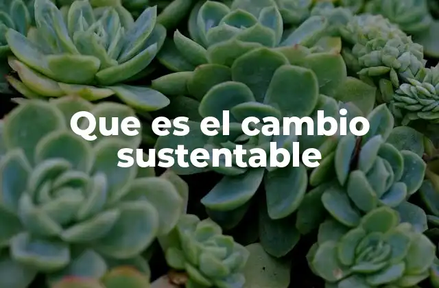 Que es el Cambio Sustentable