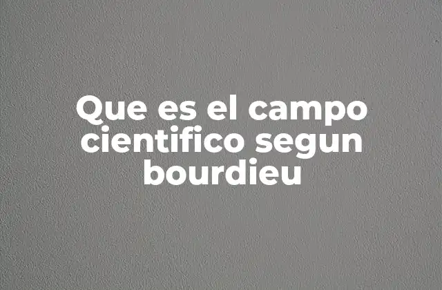 Que es el Campo Cientifico Segun Bourdieu