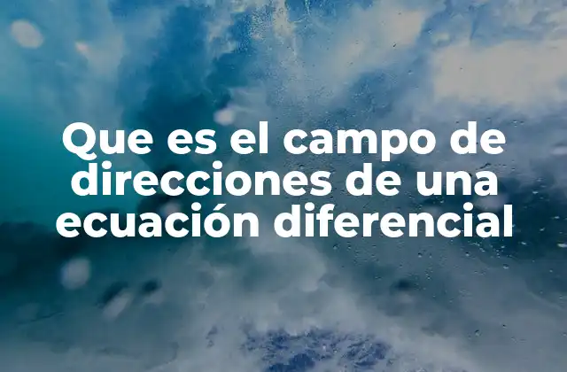 Que es el Campo de Direcciones de una Ecuación Diferencial