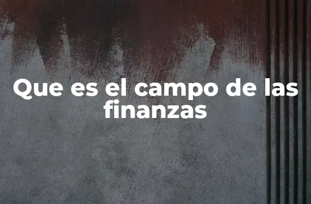 Que es el Campo de las Finanzas