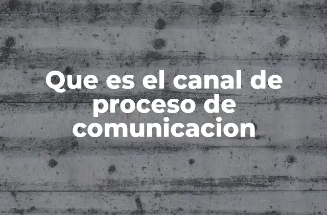 Que es el Canal de Proceso de Comunicacion