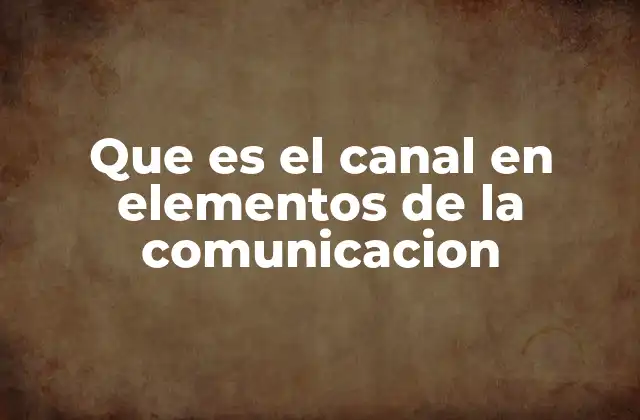 Que es el Canal en Elementos de la Comunicacion