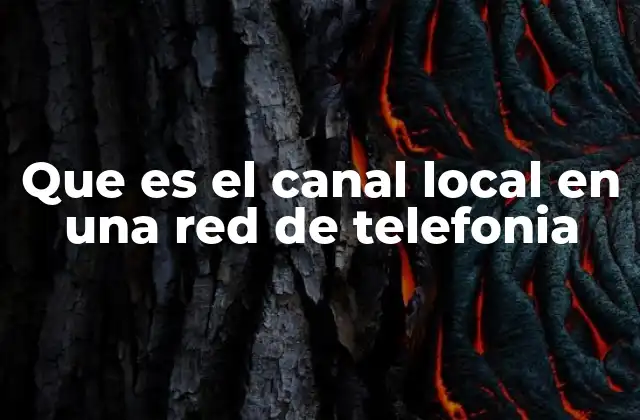 Que es el Canal Local en una Red de Telefonia