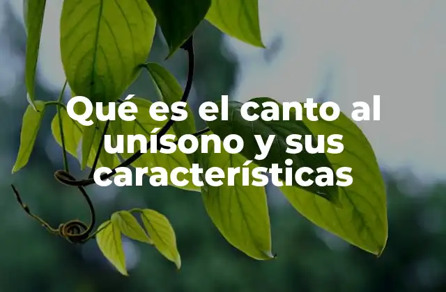 Qué es el Canto Al Unísono y Sus Características