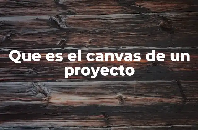 Que es el Canvas de un Proyecto
