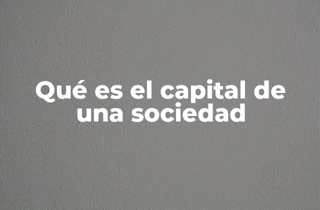 Qué es el Capital de una Sociedad