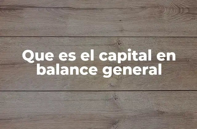Que es el Capital en Balance General