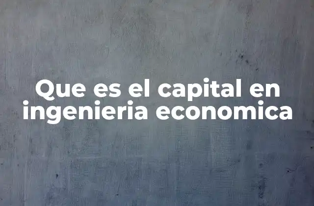 Que es el Capital en Ingenieria Economica