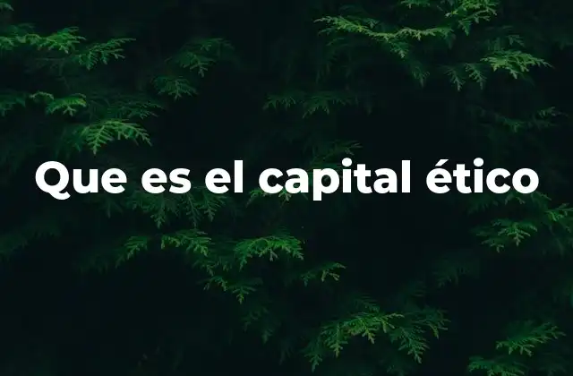 Que es el Capital Ético