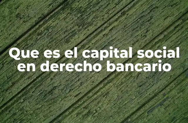 Que es el Capital Social en Derecho Bancario