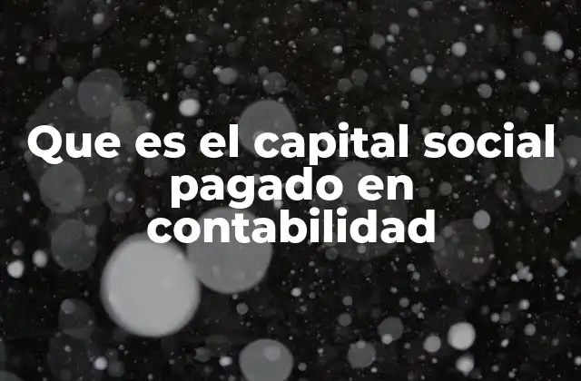 Que es el Capital Social Pagado en Contabilidad