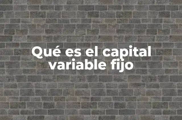 Qué es el Capital Variable Fijo
