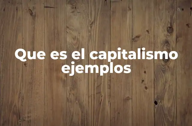 Que es el Capitalismo Ejemplos