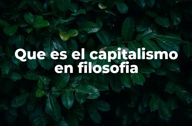 Que es el Capitalismo en Filosofia