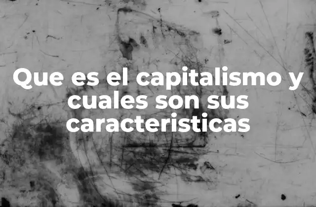 Que es el Capitalismo y Cuales Son Sus Caracteristicas