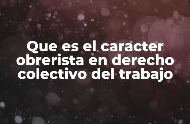 Que es el Caracter Obrerista en Derecho Colectivo Del Trabajo