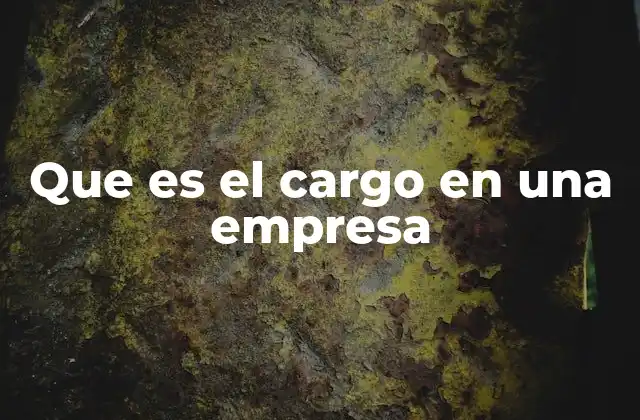 Que es el Cargo en una Empresa