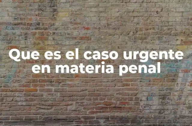 Que es el Caso Urgente en Materia Penal