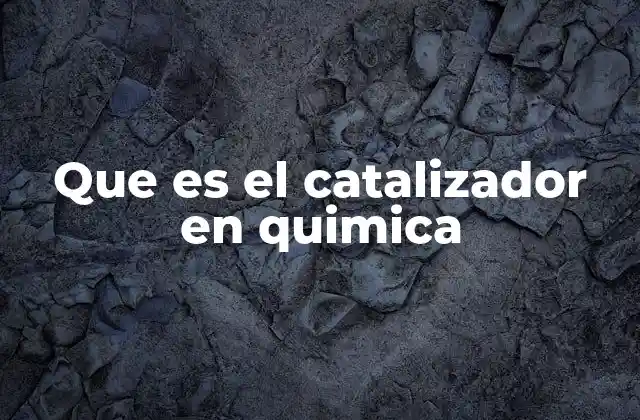 Que es el Catalizador en Quimica
