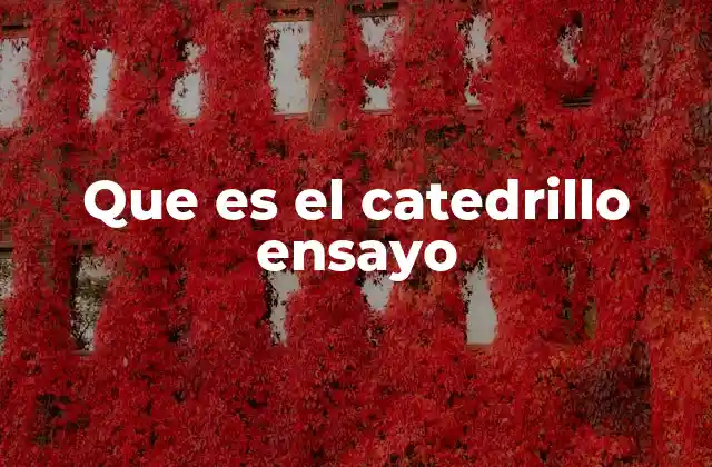 Que es el Catedrillo Ensayo