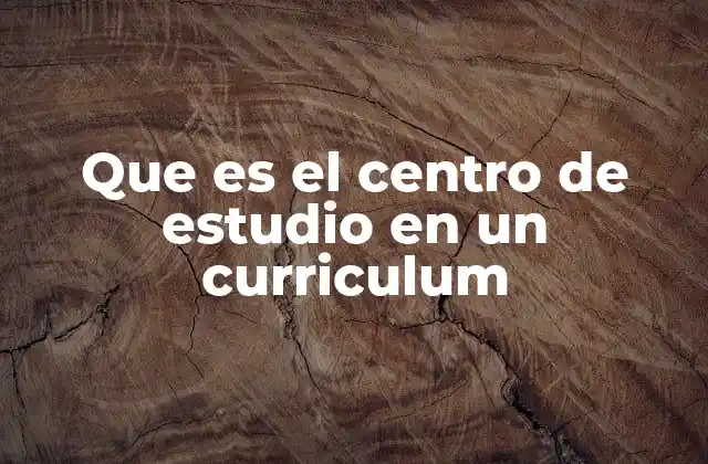 Que es el Centro de Estudio en un Curriculum