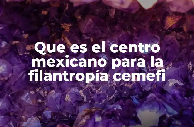 Que es el Centro Mexicano para la Filantropía Cemefi