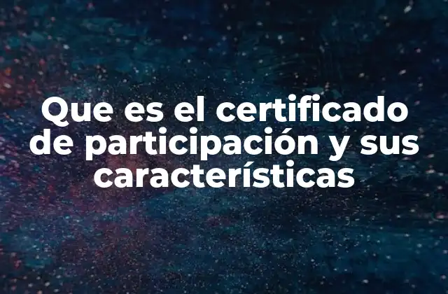 Que es el Certificado de Participación y Sus Características