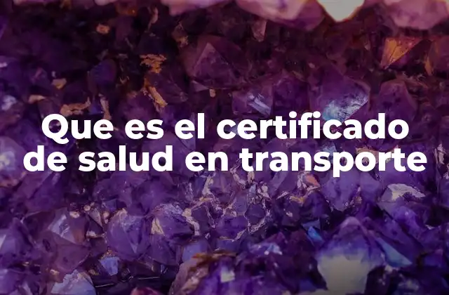 Que es el Certificado de Salud en Transporte