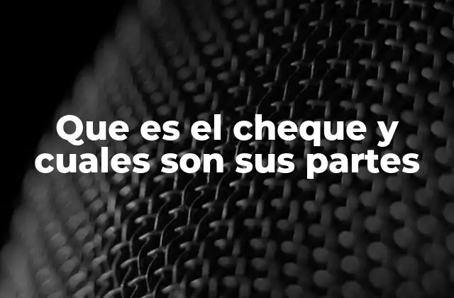 Que es el Cheque y Cuales Son Sus Partes