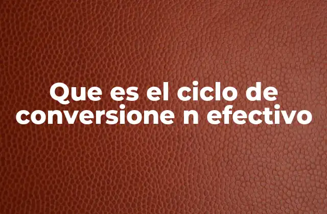 Que es el Ciclo de Conversione N Efectivo