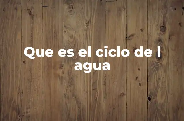 Que es el Ciclo de L Agua