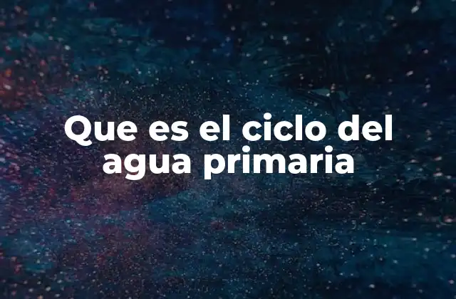 Que es el Ciclo Del Agua Primaria