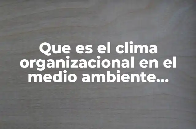 Que es el Clima Organizacional en el Medio Ambiente Interno