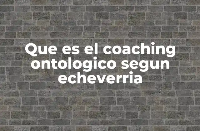 Que es el Coaching Ontologico Segun Echeverria