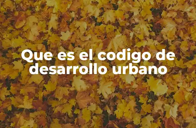 Que es el Codigo de Desarrollo Urbano