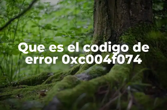 Que es el Codigo de Error 0xc004f074