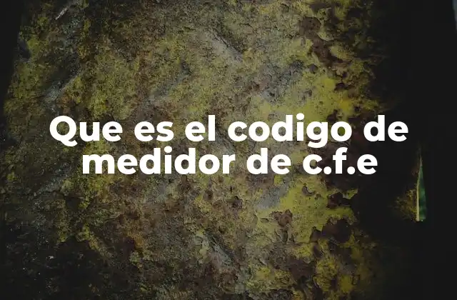 Que es el Codigo de Medidor de C.f.e