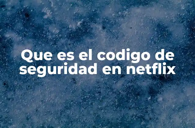 Que es el Codigo de Seguridad en Netflix