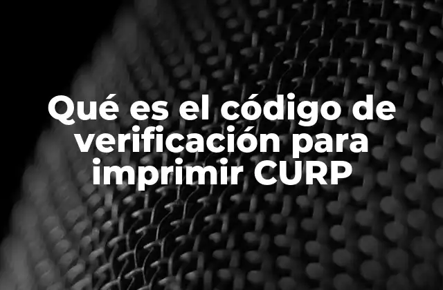 Qué es el Código de Verificación para Imprimir Curp